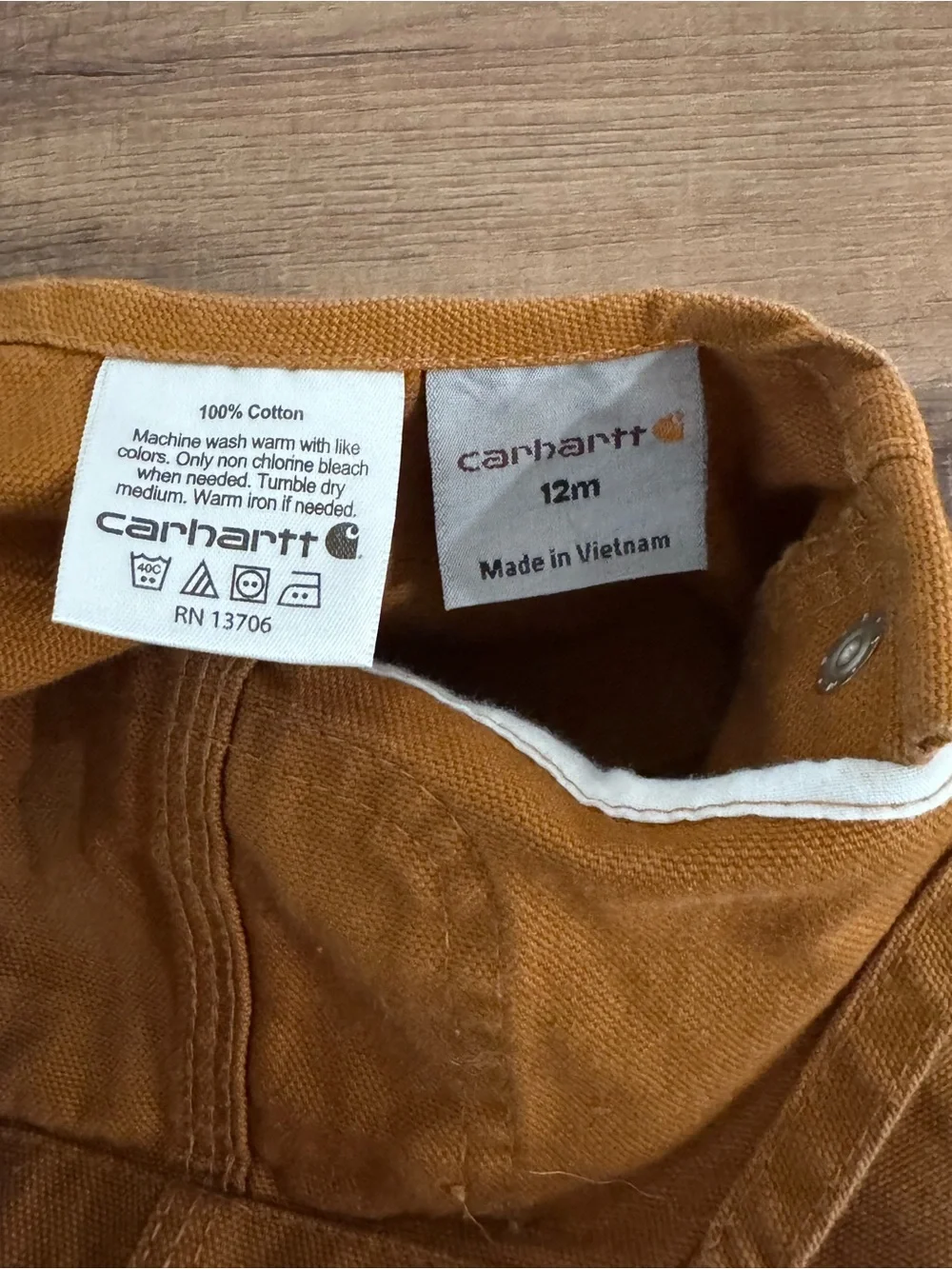 Carhartt Infant Tan/Brown Canvas Bib Overalls with Patch Pocket